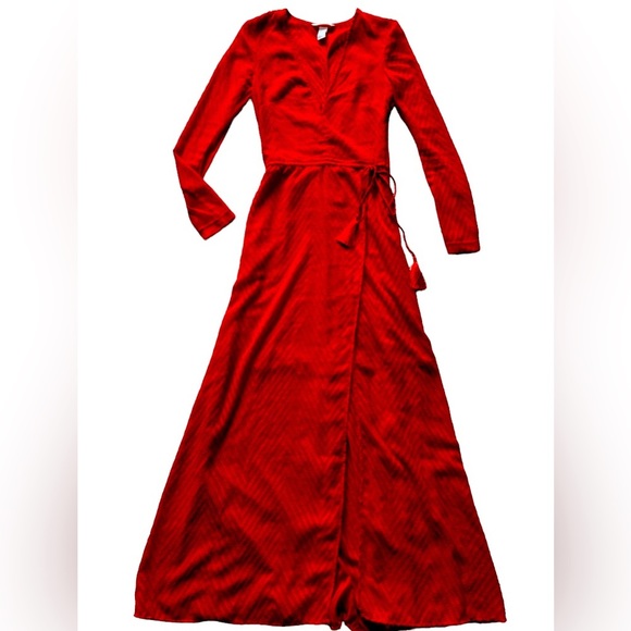 NWT Brilliant Red Sheer Patterned Maxi Dress - Picture 15 of 15